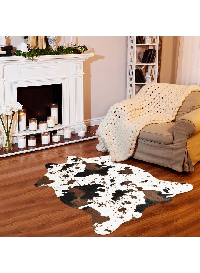 IMQOQ Cow Print Rug Faux Cowhide Area Carpet Animal Print Mat for Living Room Bedroom Non-Slip 3.6x2.5FT (110cmx75cm) - Image 2